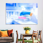 Gloved Hand with Vial and Pink-capped Tubes Wall Art
