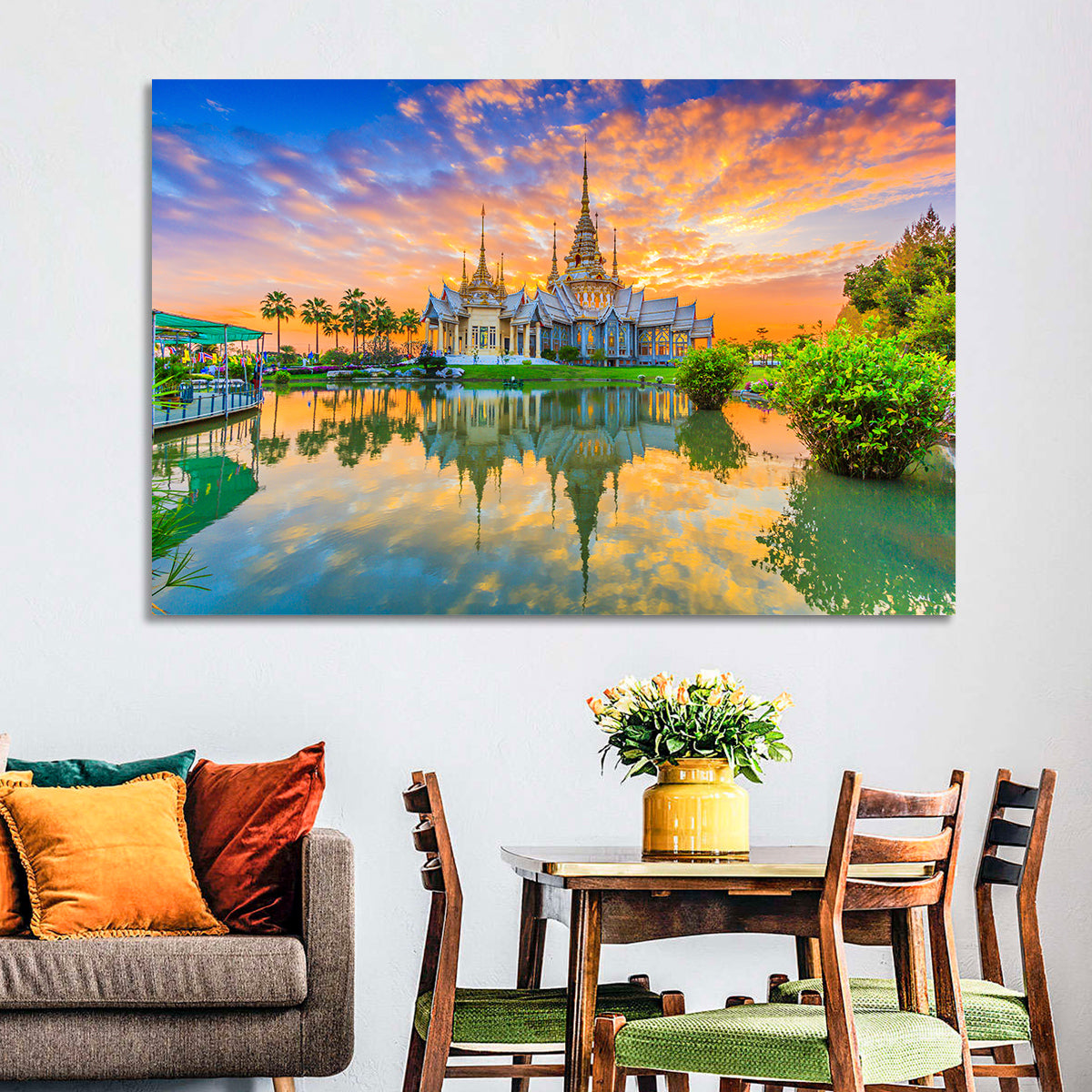 Wat Non Kum Sunset Reflection Wall Art