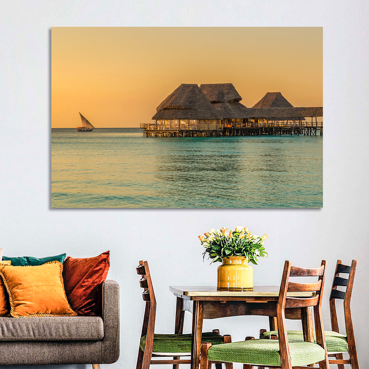The Rock Restaurant Sunset Wall Art in a room, landscape