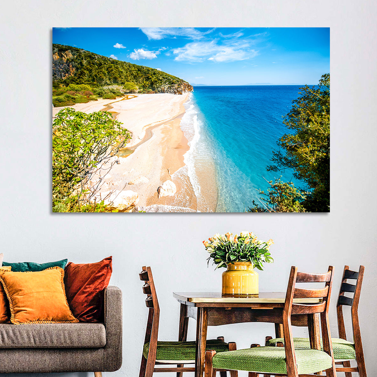 Mylopotamos Turquoise Beach Wall Art in a room, landscape