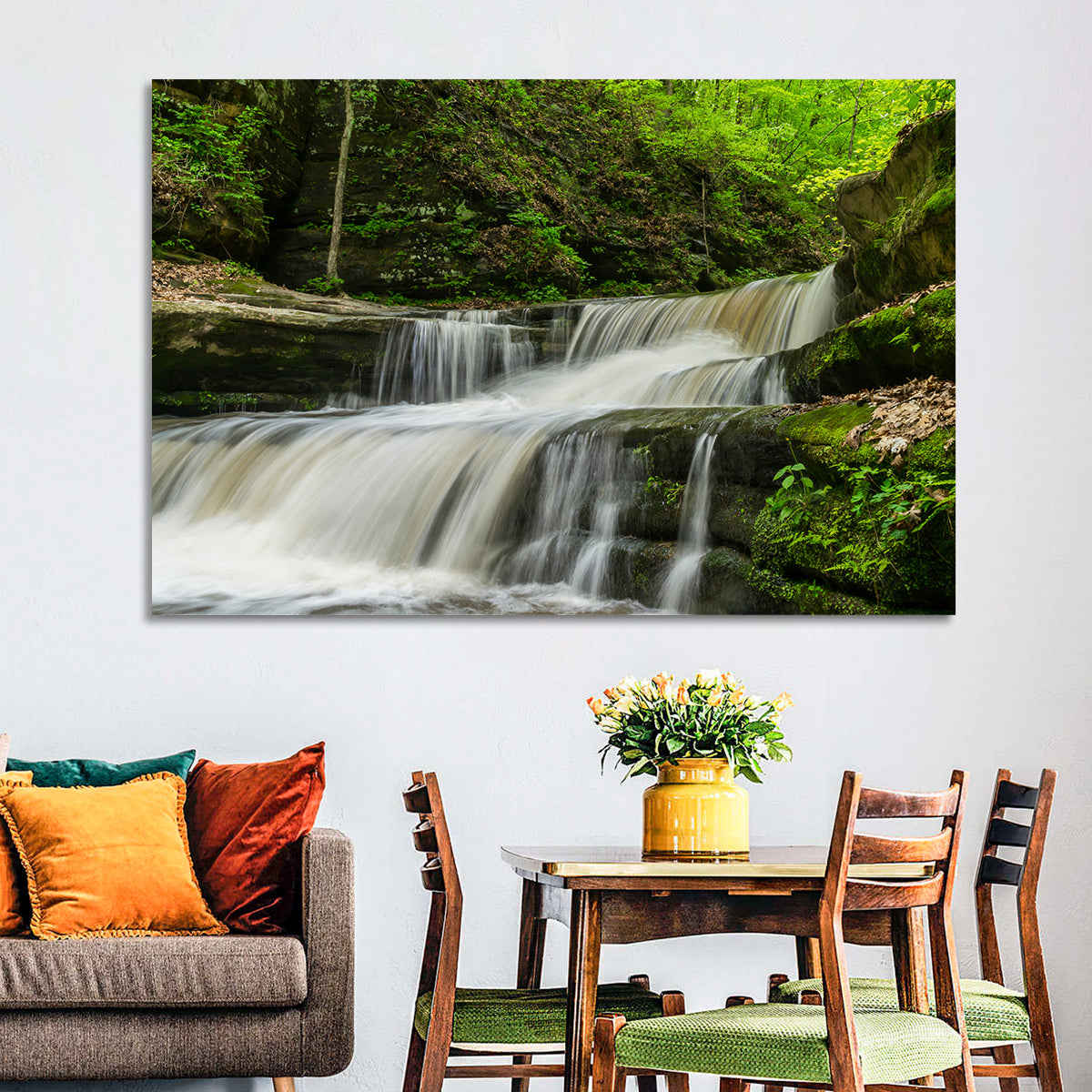 Matthiessen Forest Cascade Wall Art in a room, landscape