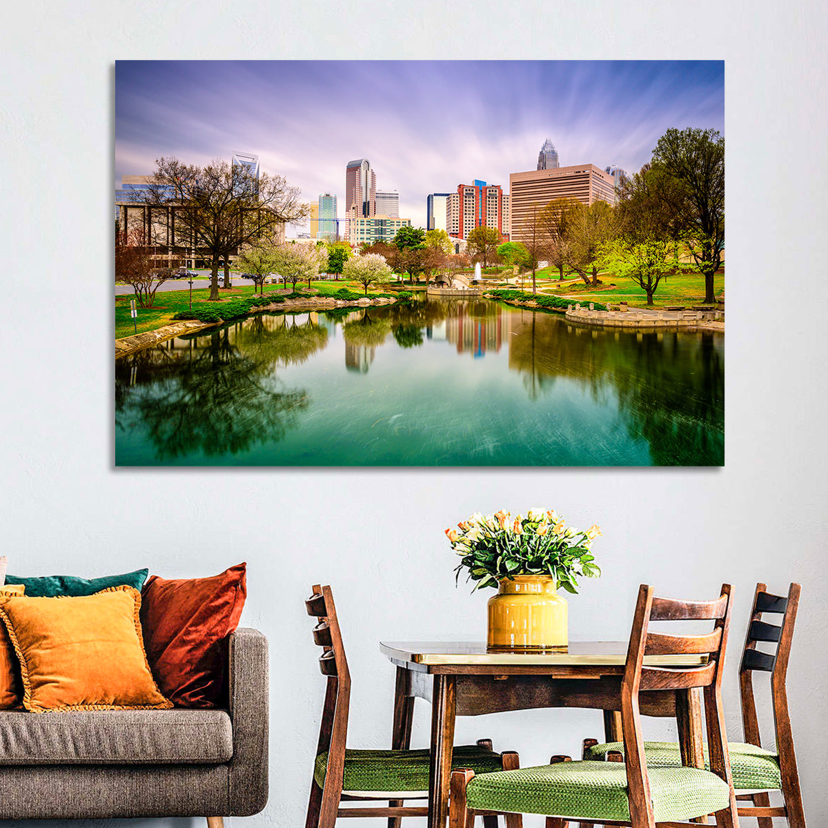 Charlotte Skyline at Marshall Park Wall Art in a room, landscape