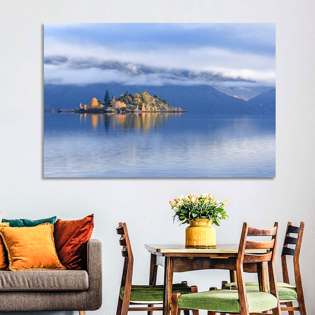Misty Wanaka Island Reflection Wall Art