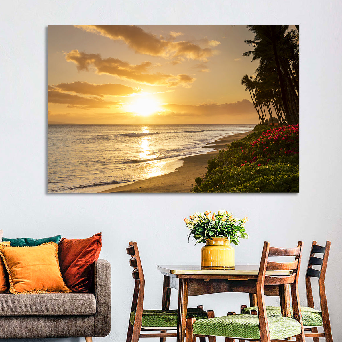 Kaanapali Beach Sunset Wall Art in a room, landscape