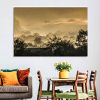 Bronze Morning Mist Over Hills Wall Art