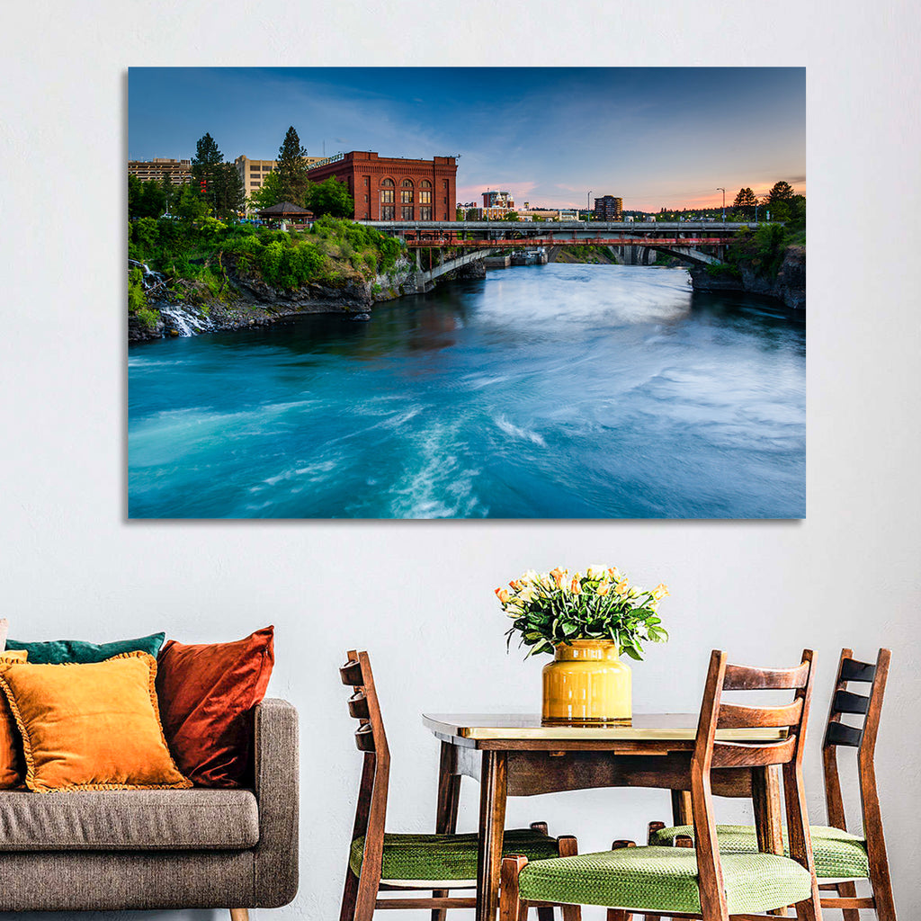 Spokane River at Twilight Wall Art