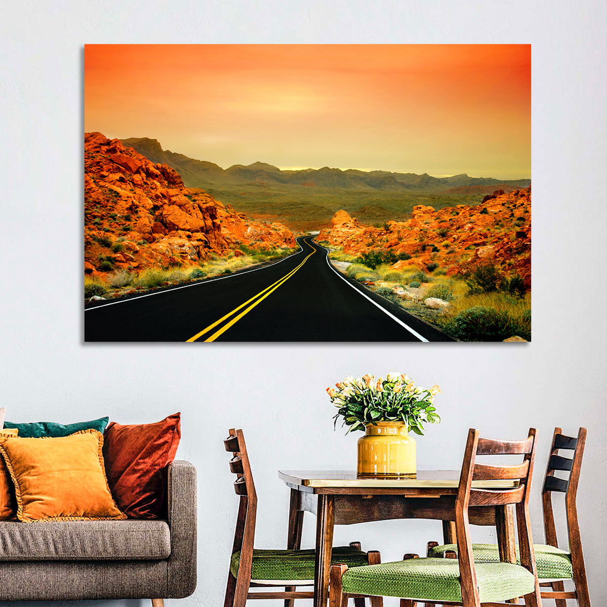 Valley of Fire Ii Road at Sunset Wall Art in a room, landscape
