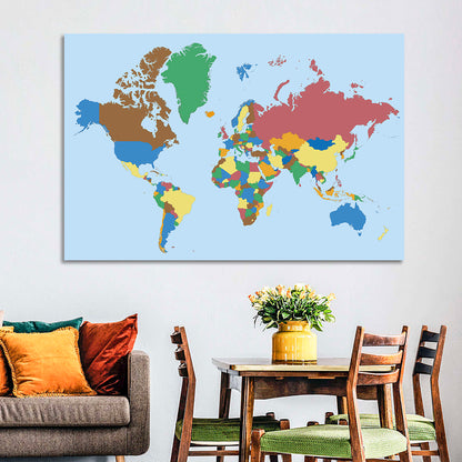 Colored World Map Wall Art