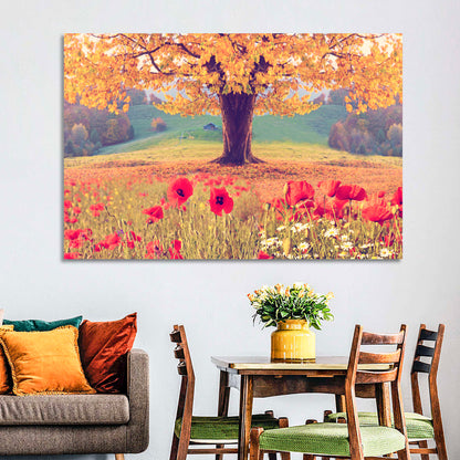 Big Tree & Poppy Floral Wall Art