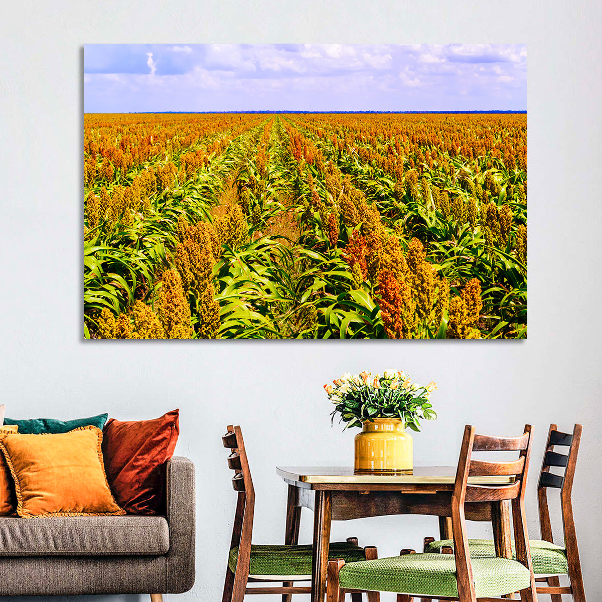 Sorghum Field Wall Art in a room, landscape