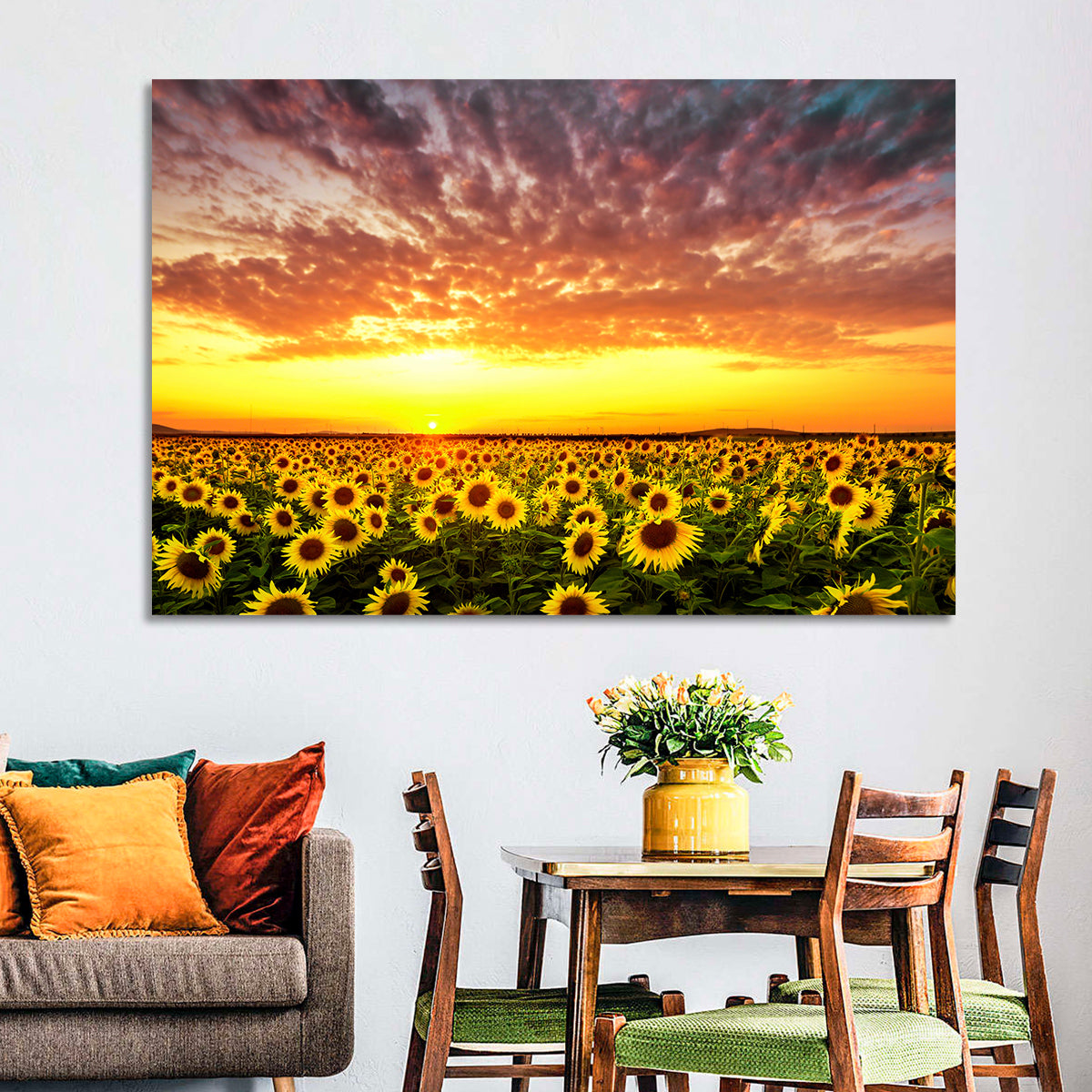 Golden Hour Sunflower Field Wall Art