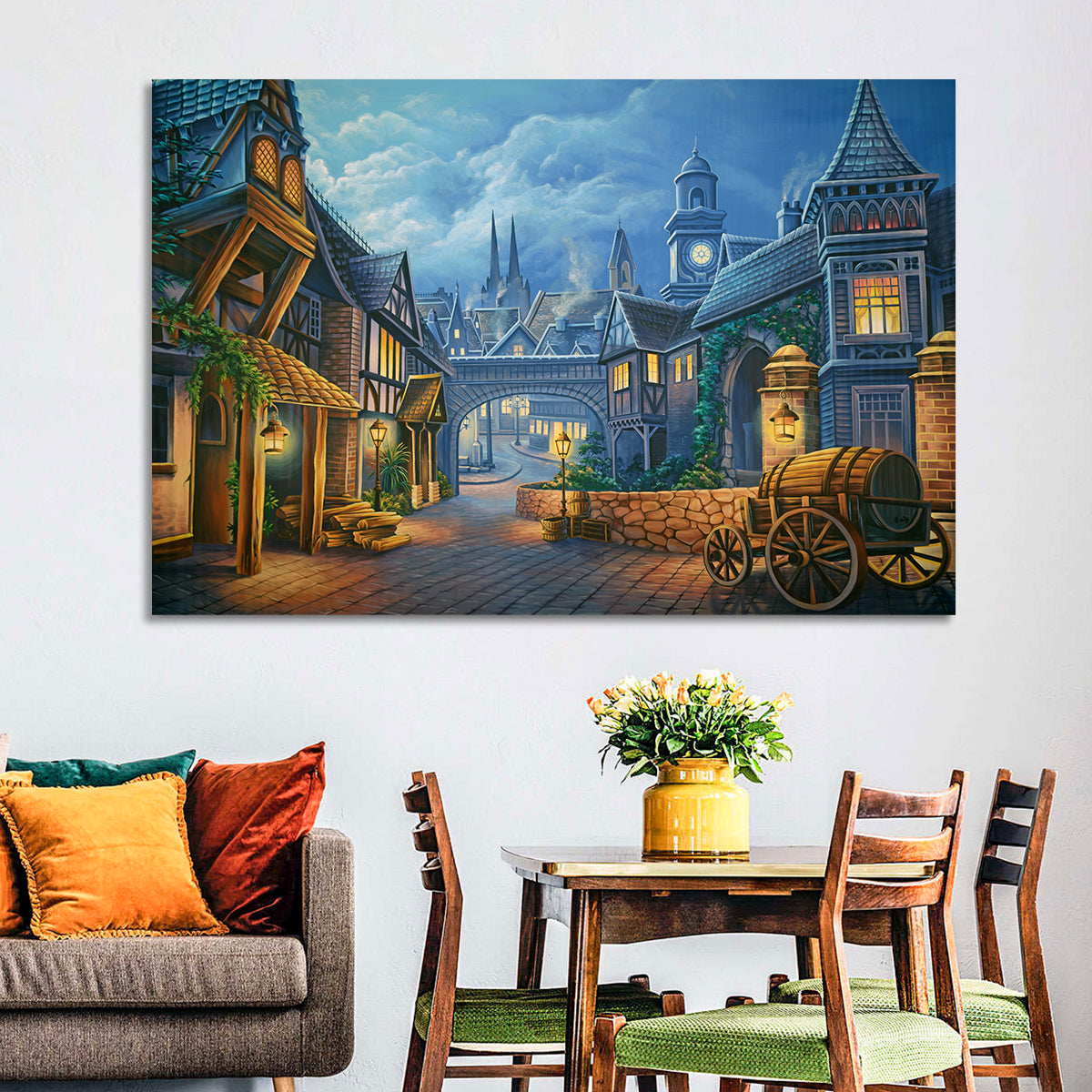 Victorian London Cobblestone Street Wall Art
