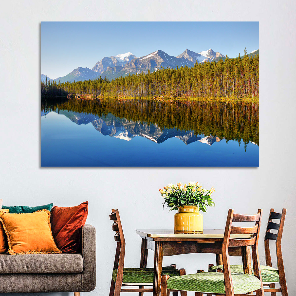 Herbert Lake Reflection Wall Art in a room, landscape