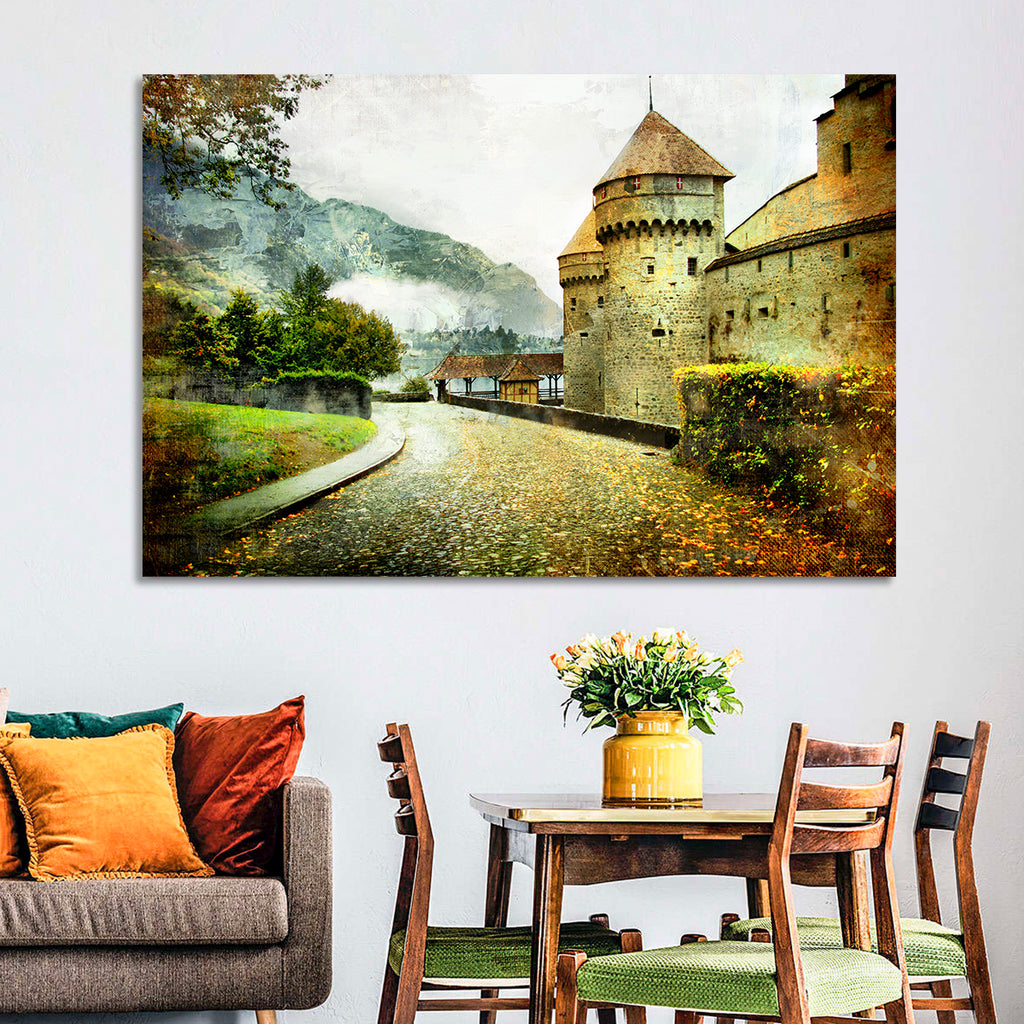 Autumn Approach to Chillon Castle Wall Art
