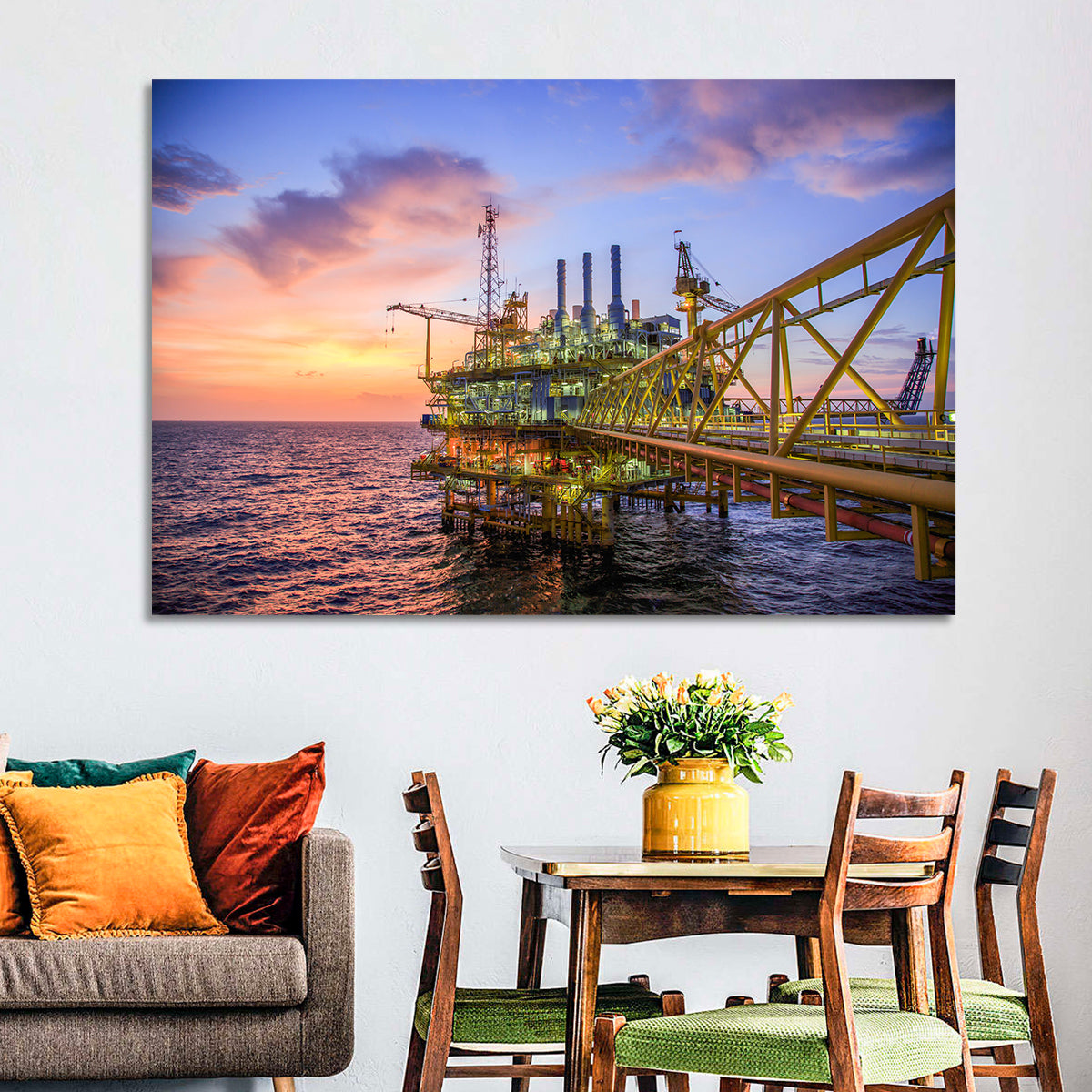 Golden Hour Offshore Oil Rig Wall Art