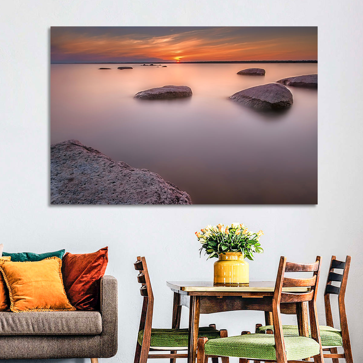 Lake Peipsi Sunset with Rocks Wall Art