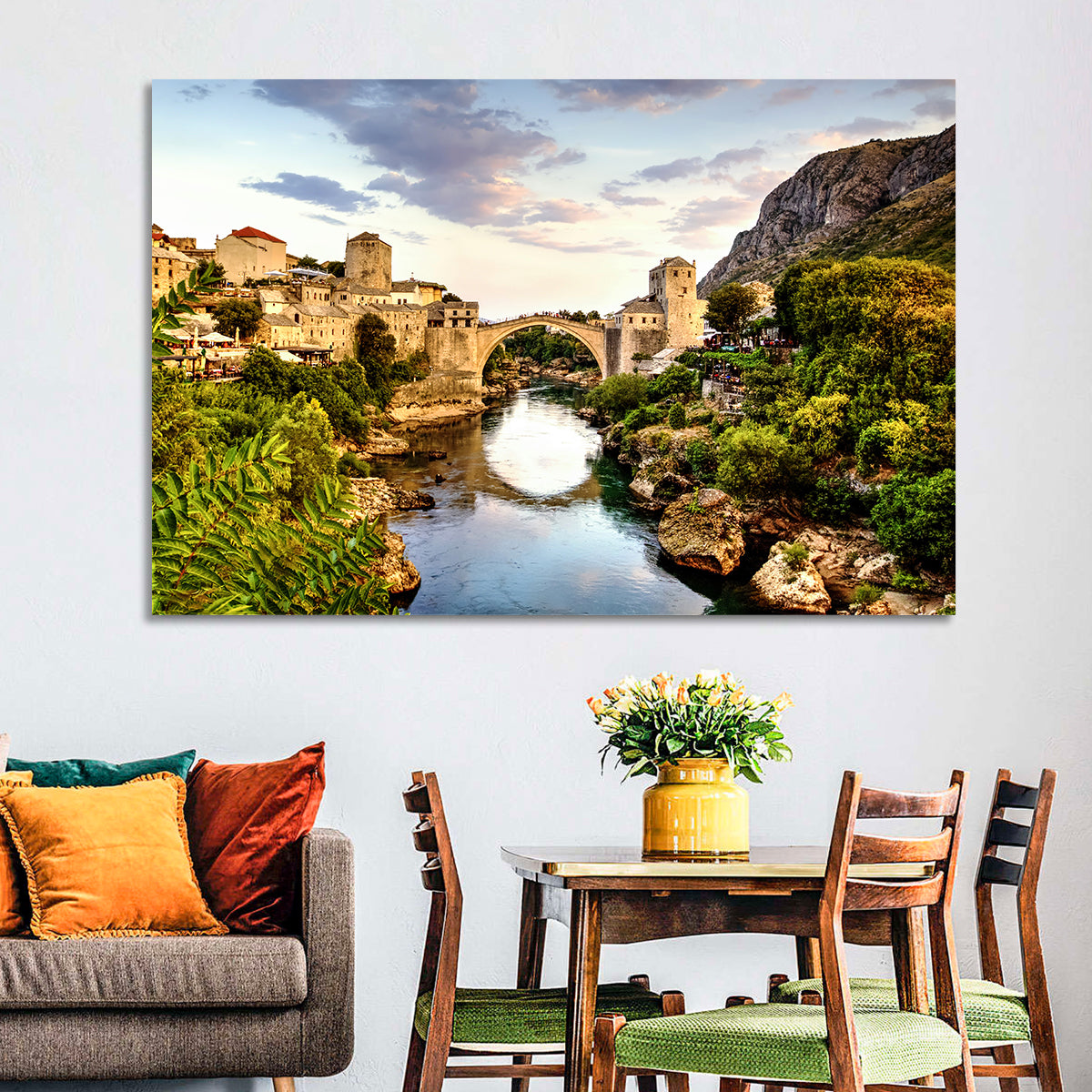 Stari Most Bridge, Mostar Wall Art in a room, landscape