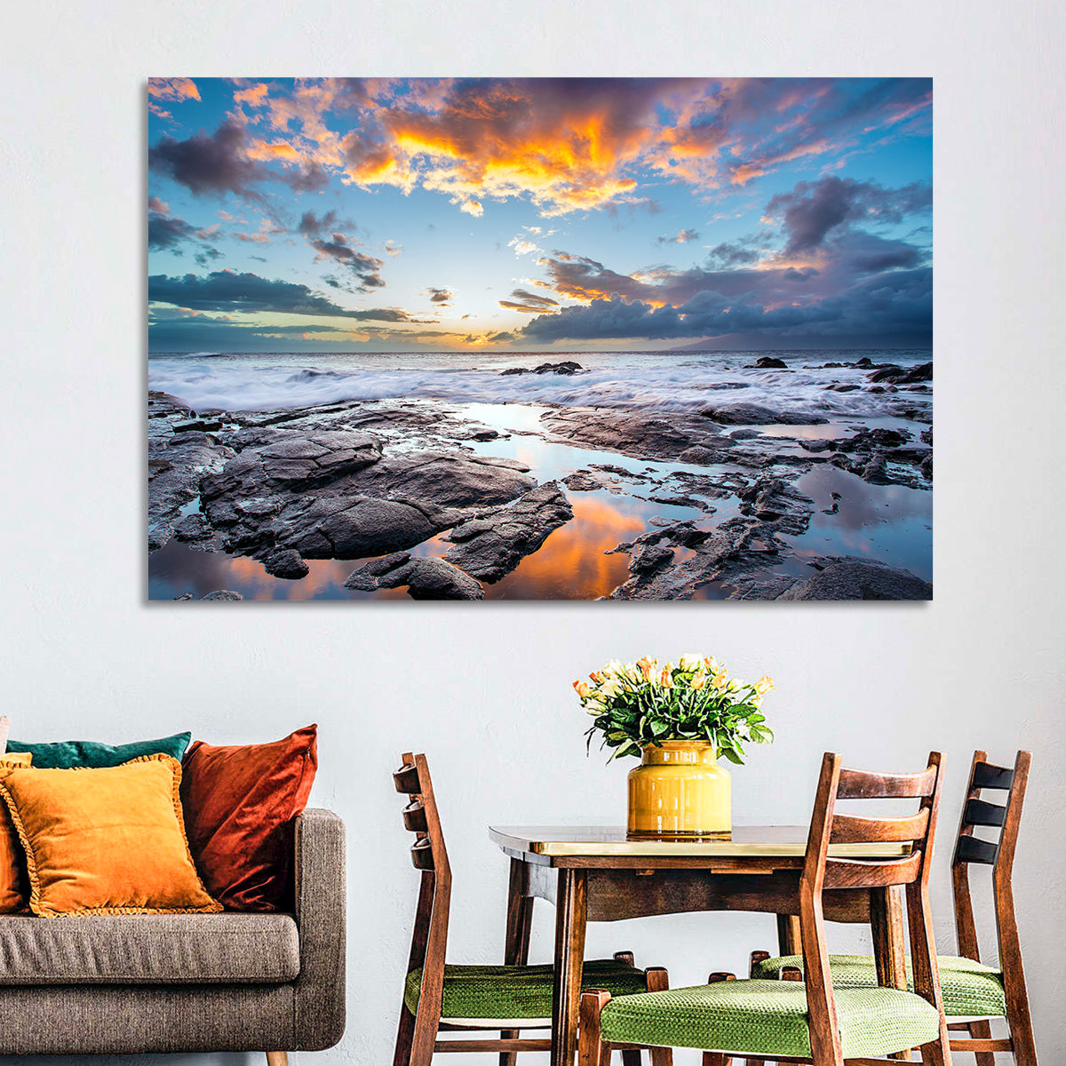 Sunset Over Volcanic Shore Wall Art