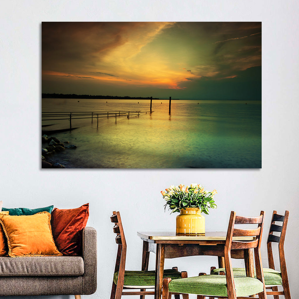 Lake Garda Sunset Pier Wall Art