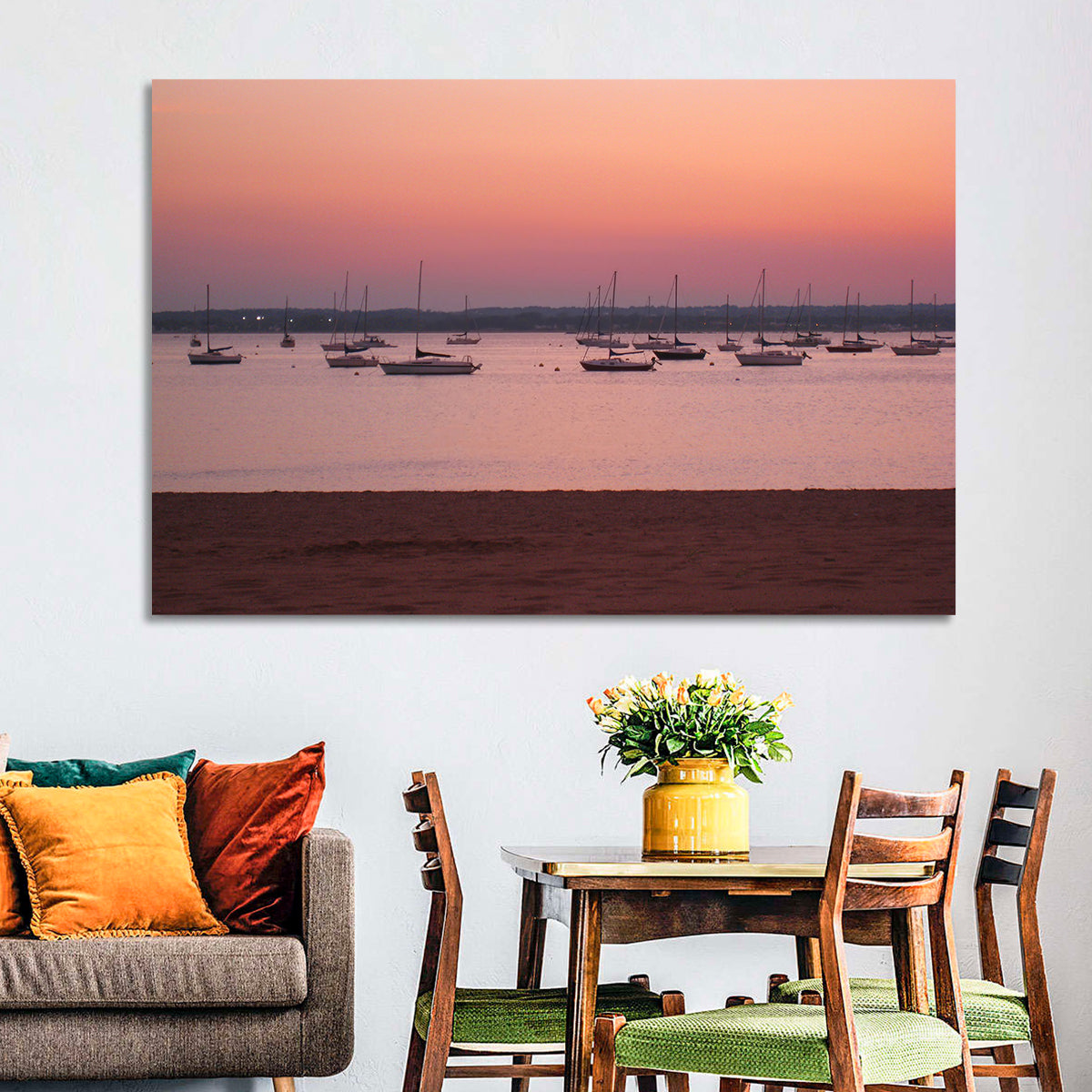 East Haven Beach Sunset Wall Art in a room, landscape