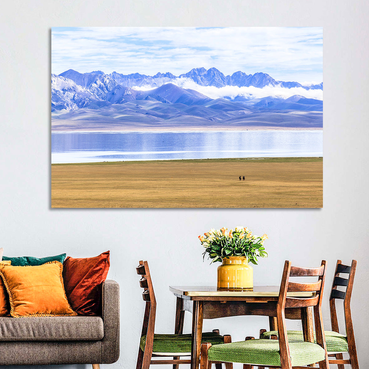 Song Kul Lake Silhouettes Wall Art in a room, landscape