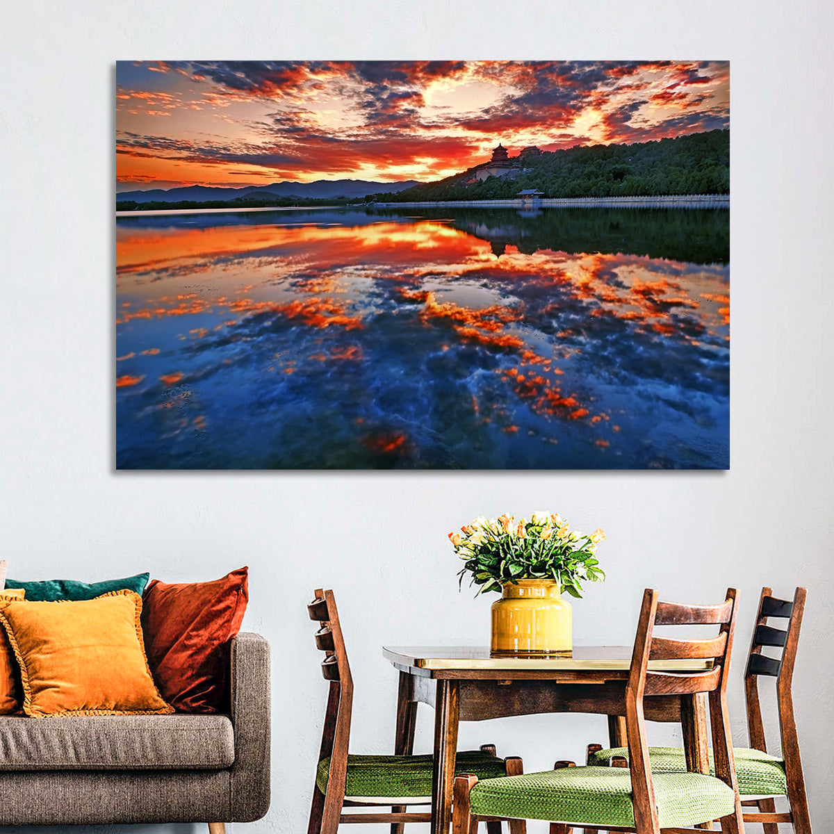 Kunming Lake Sunset, Summer Palace Wall Art in a room, landscape