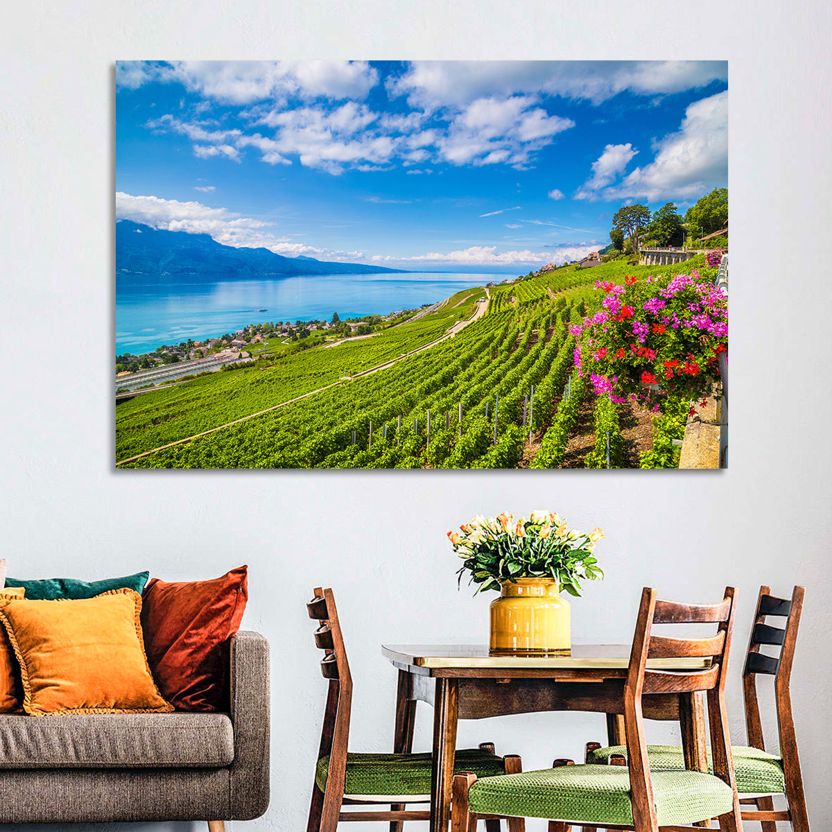 Lavaux Wine Region Wall Art in a room, landscape