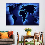 Glowing Digital World Map Wall Art
