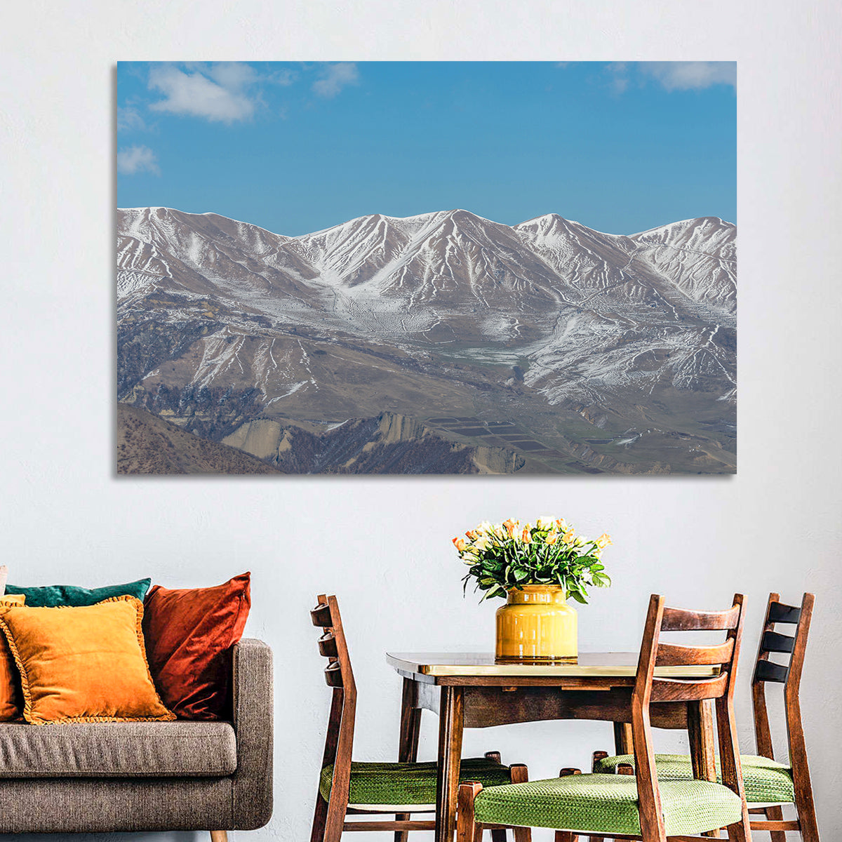 Qusar Mountains Wall Art in a room, landscape