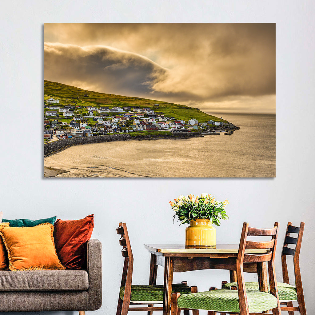Coastal Village at Golden Hour Wall Art