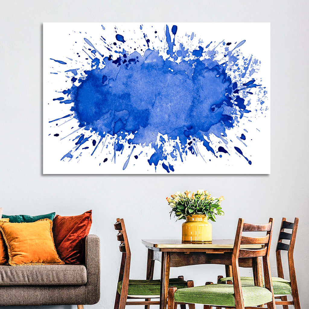 Blue Ink Splash Wall Art