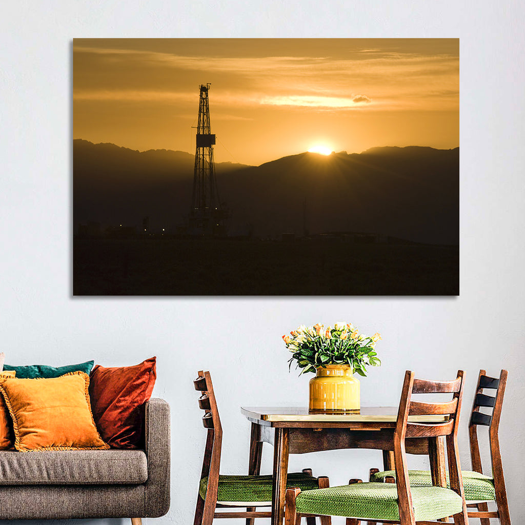 Sunrise Over Drilling Rig Wall Art