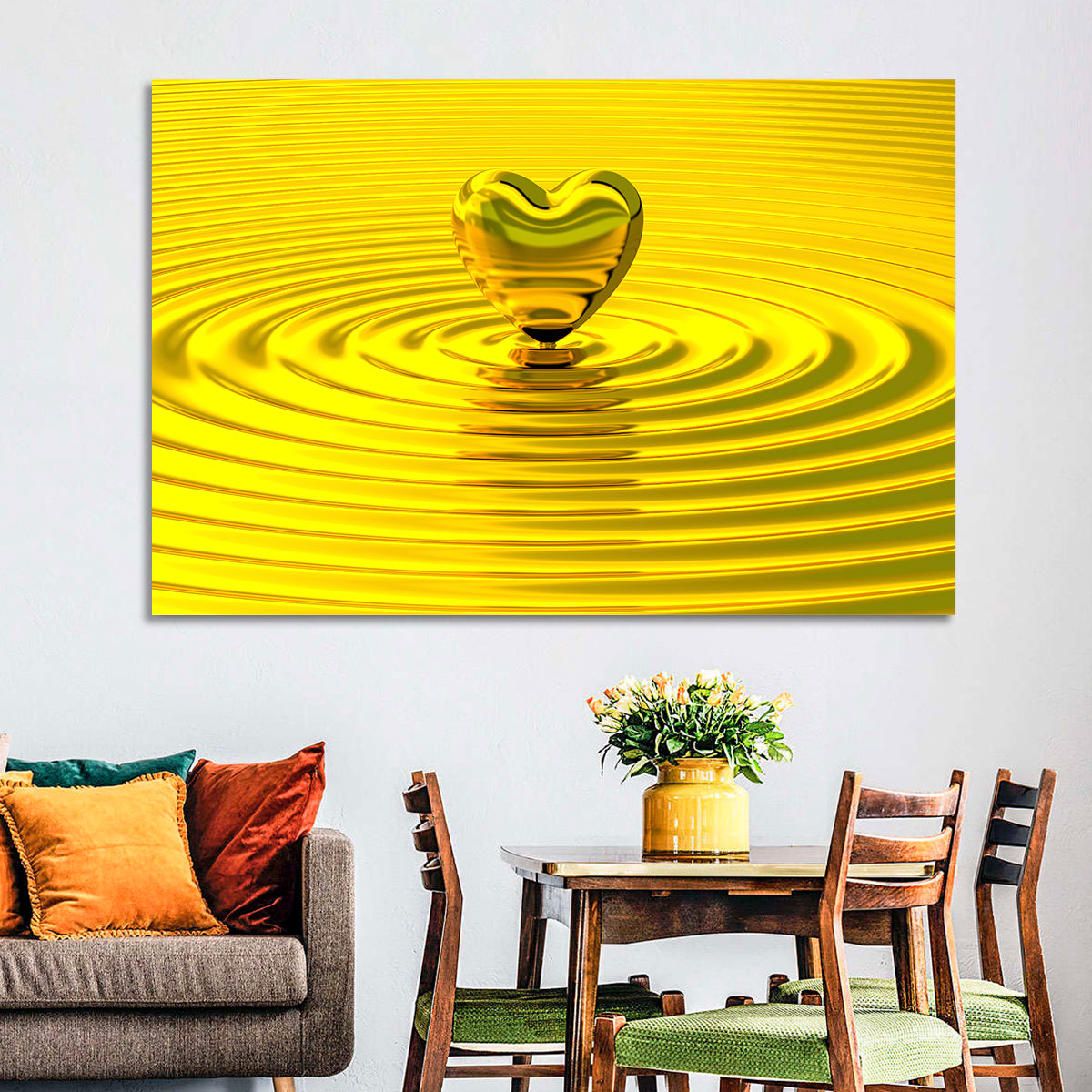 Golden Heart Ripples Wall Art