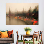 Foggy Moscow Kremlin at Dusk Wall Art