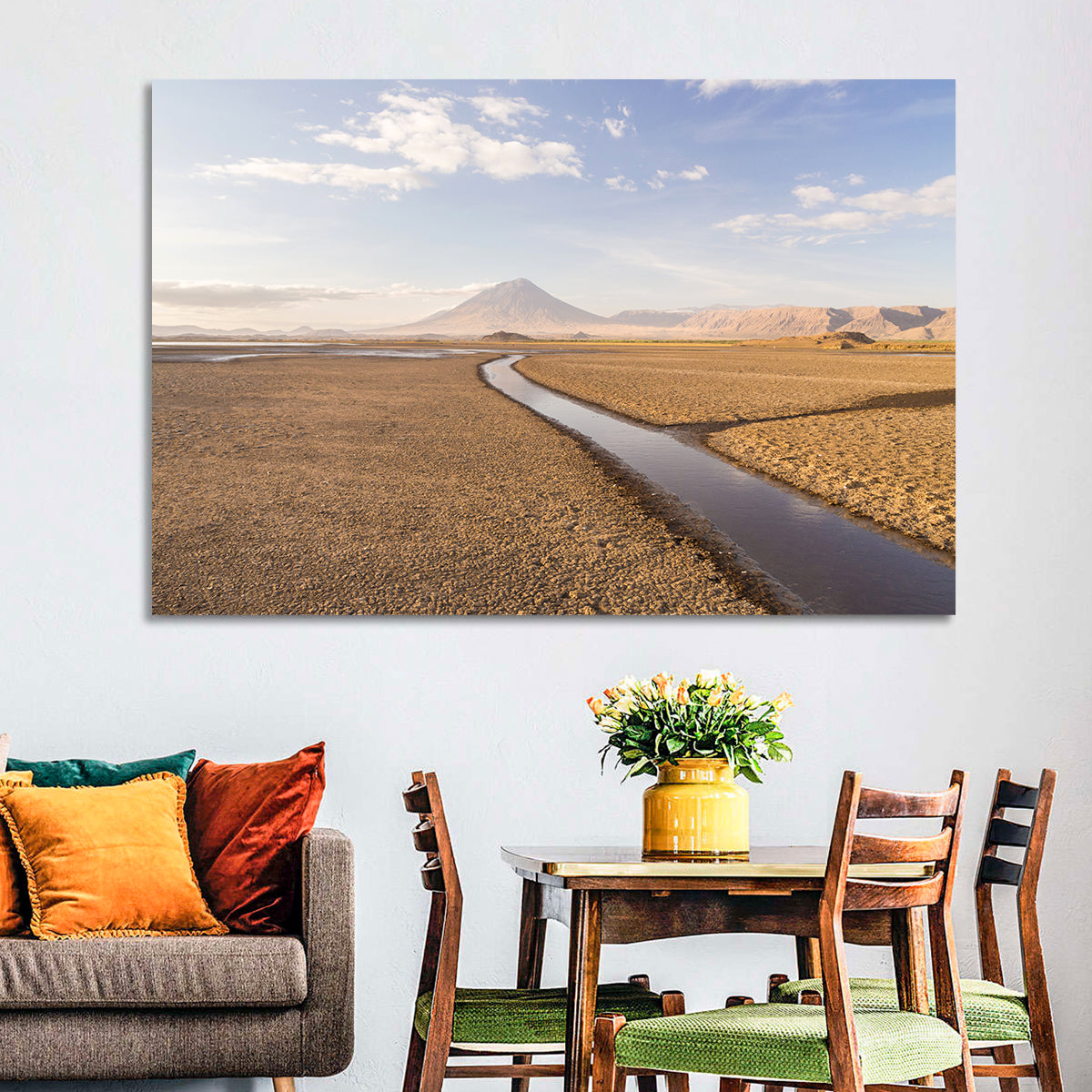 Lake Natron with Ol Doinyo Lengai Wall Art in a room, landscape
