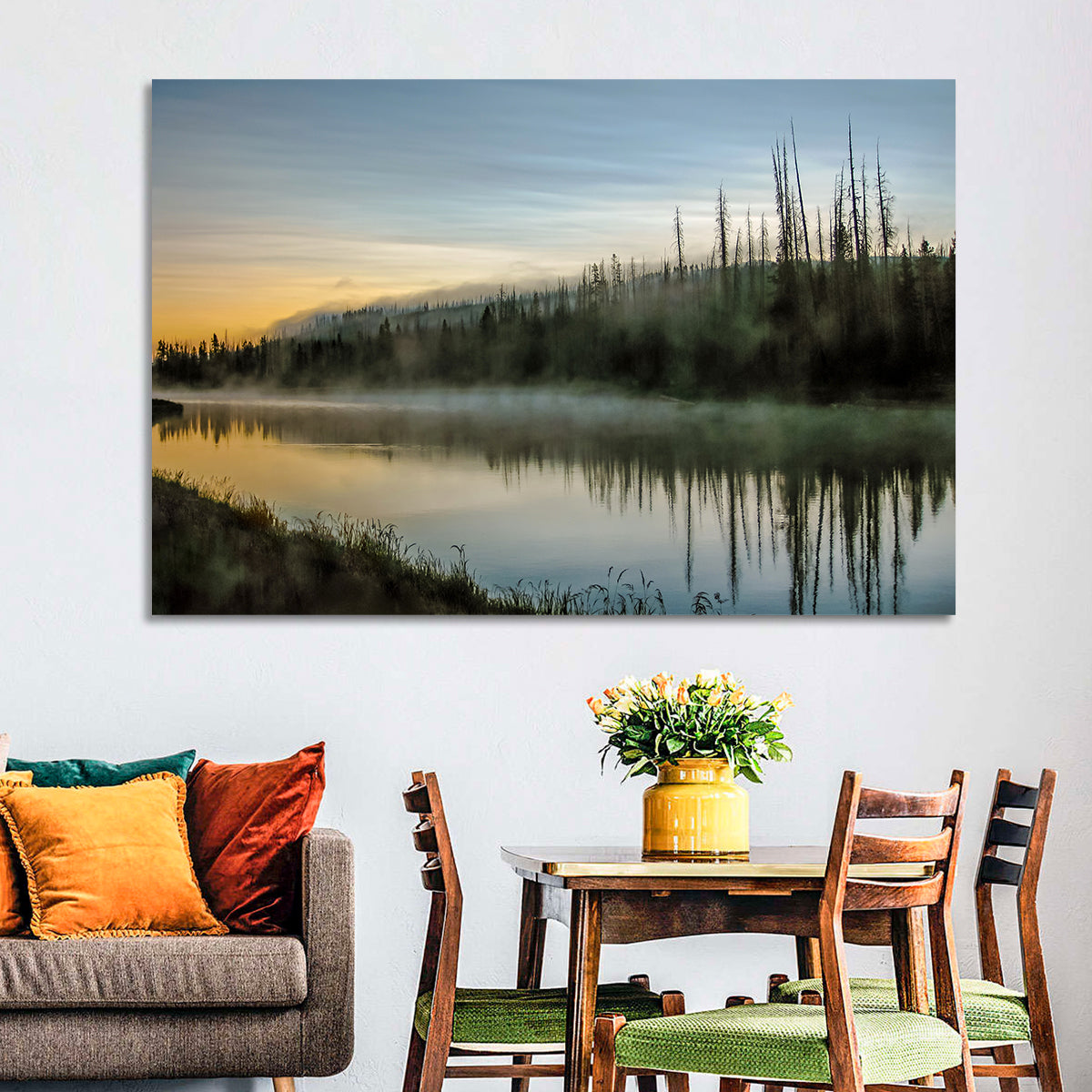 Yellowstone River Morning Mist Wall Art