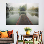Wooden Pier on Foggy Lake Wall Art