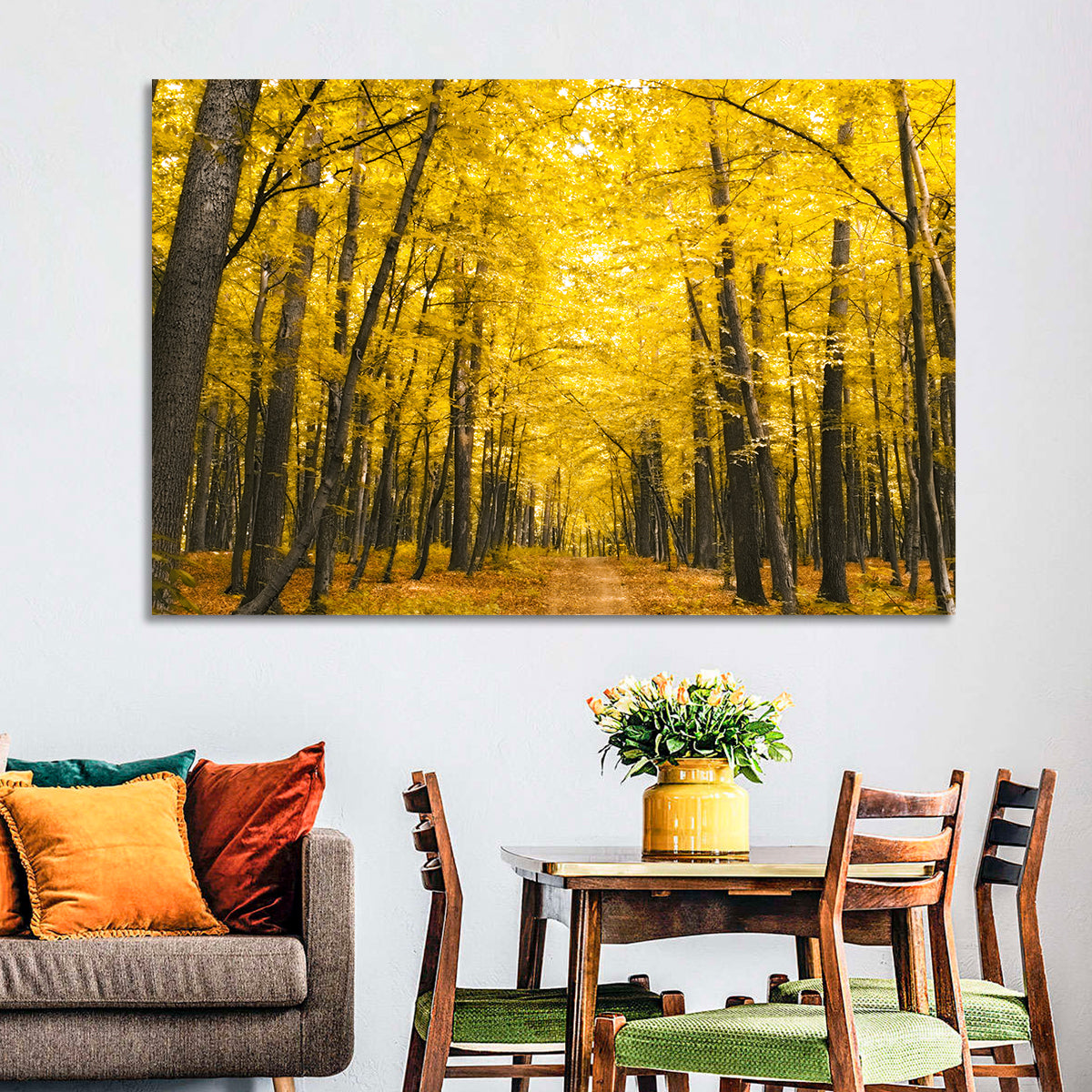 Yellow Autumn Forest Path Wall Art