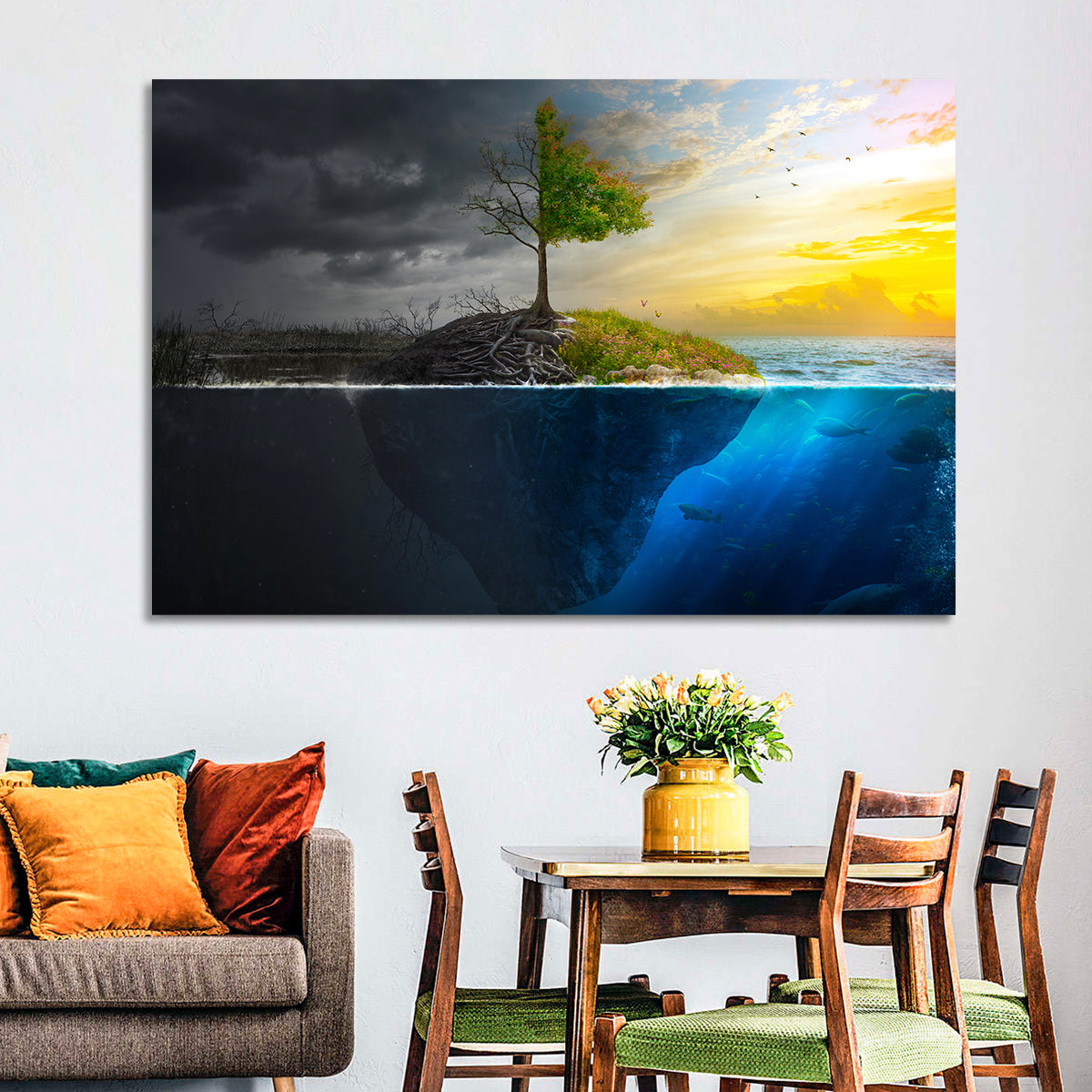Split Island Tree of Duality Wall Art