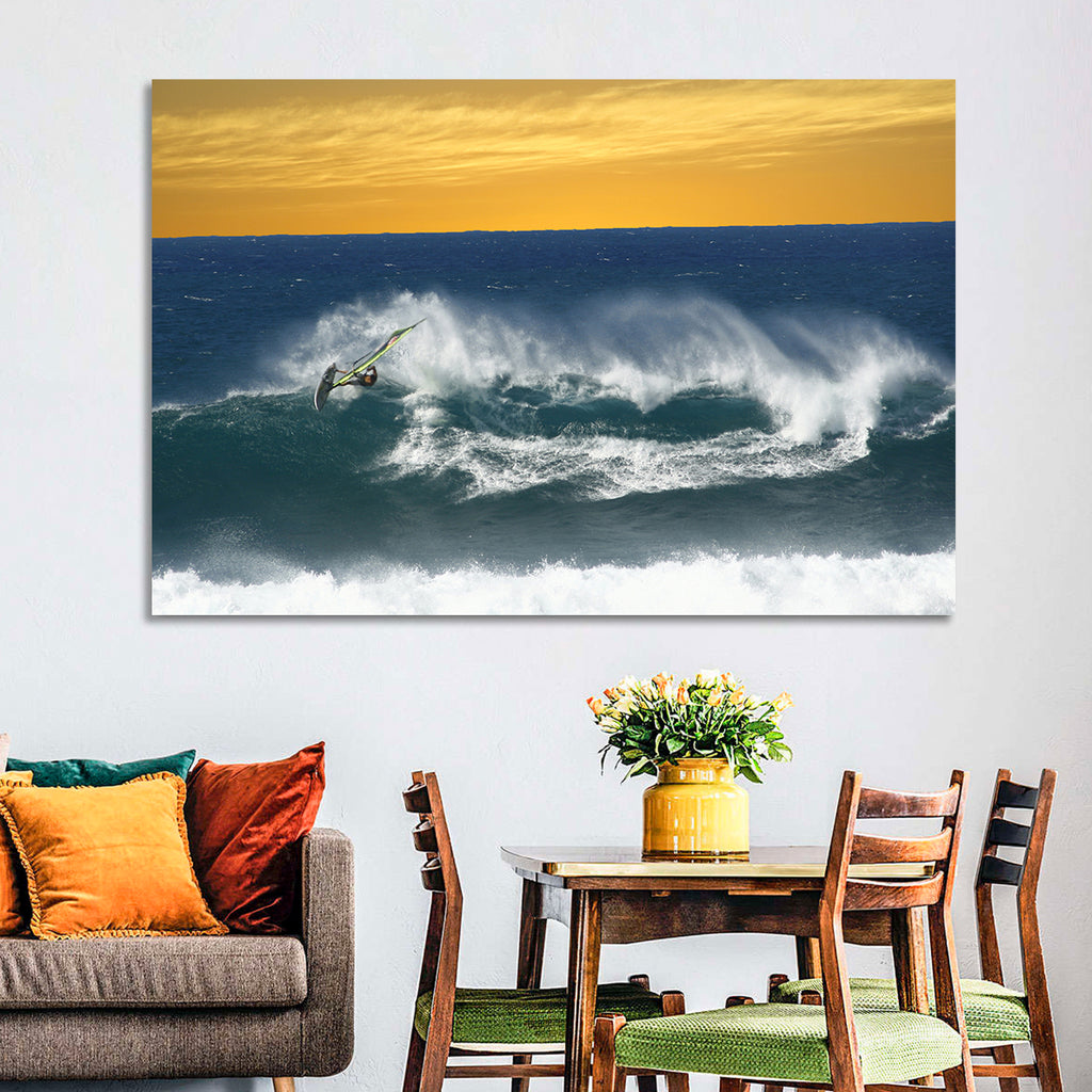 Windsurfer at Golden Wave Wall Art