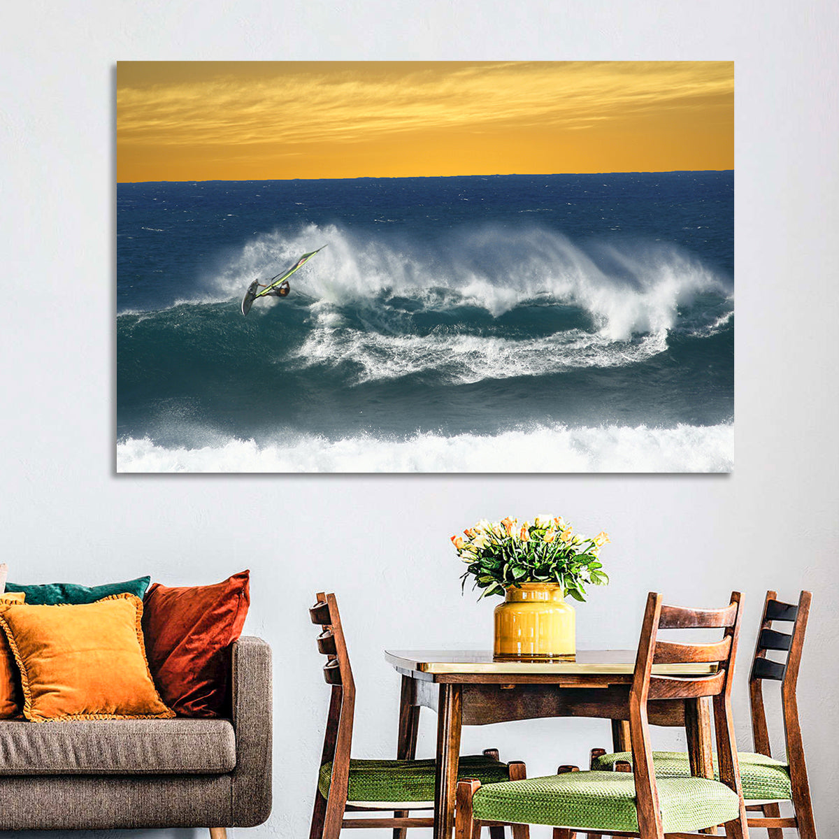 Windsurfer at Golden Wave Wall Art in a room, landscape