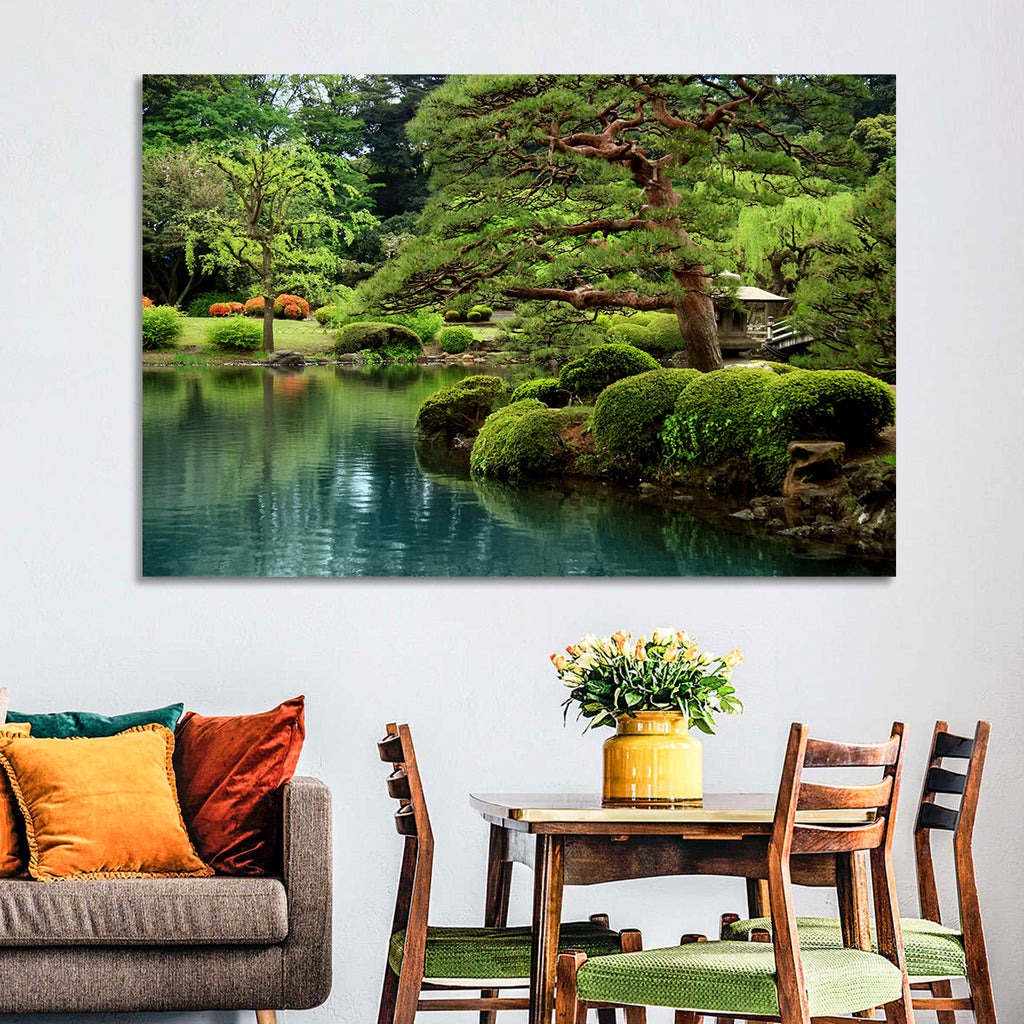 Bonsai Pine Over Tranquil Pond Wall Art