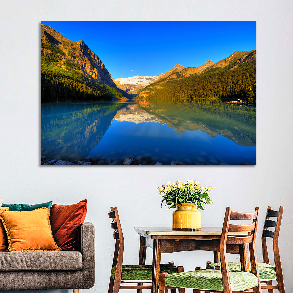 Lake Louise Canoe Reflection Wall Art