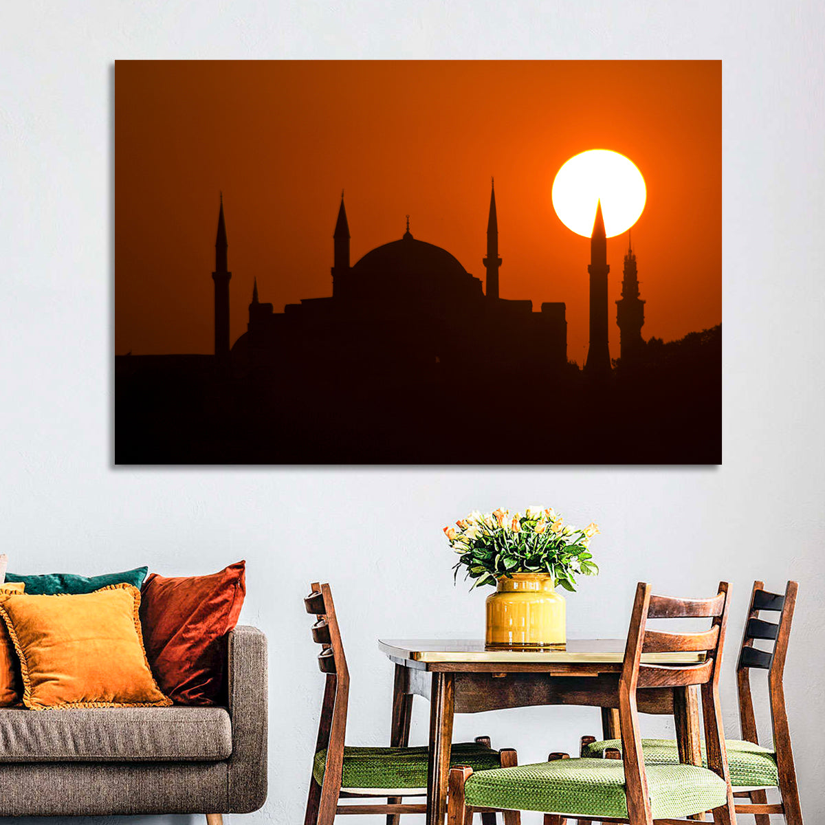 Hagia Sophia Silhouette at Sunset Wall Art in a room, landscape
