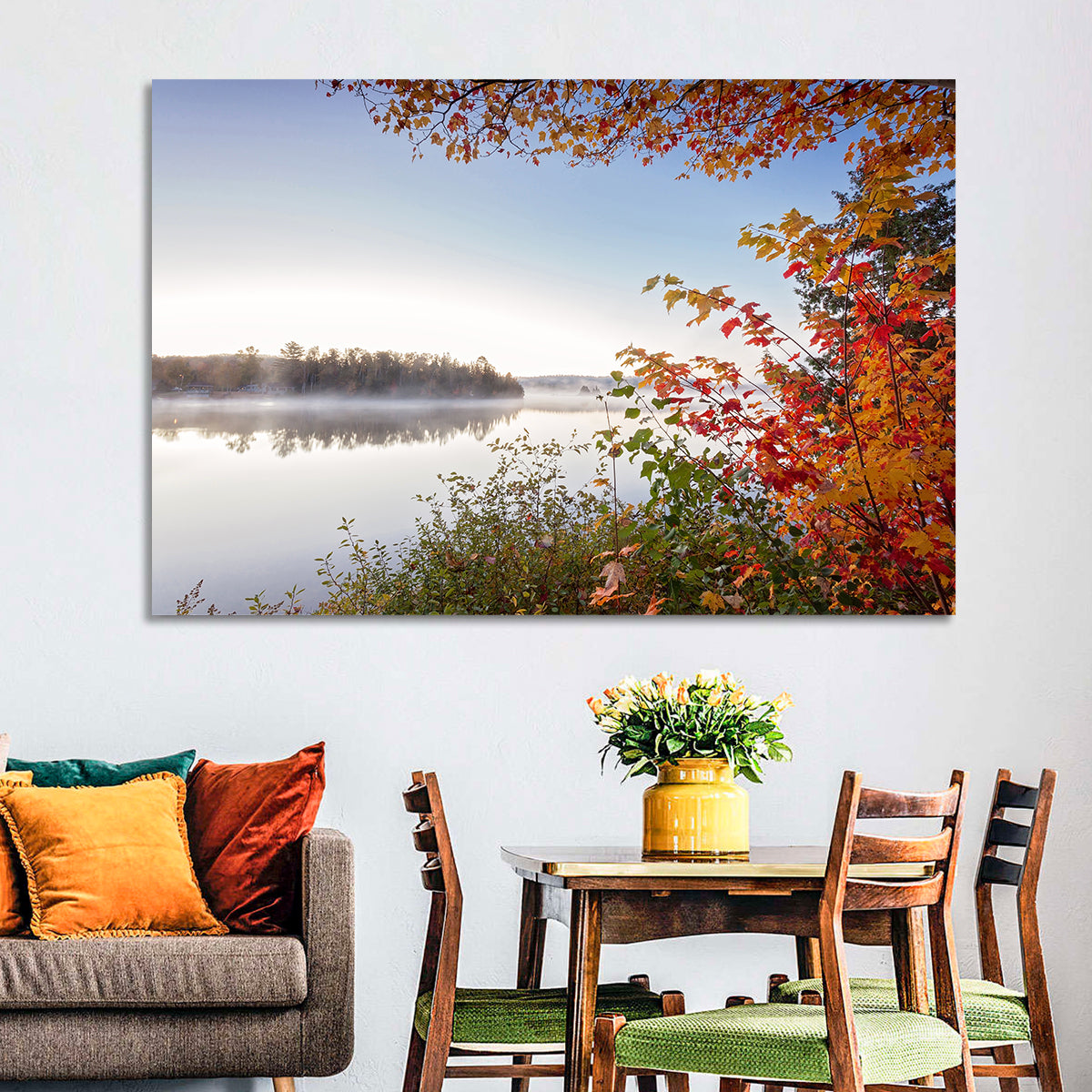 Algonquin Morning Mist Wall Art in a room, landscape