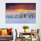 Snowy Forest Sunset Wall Art