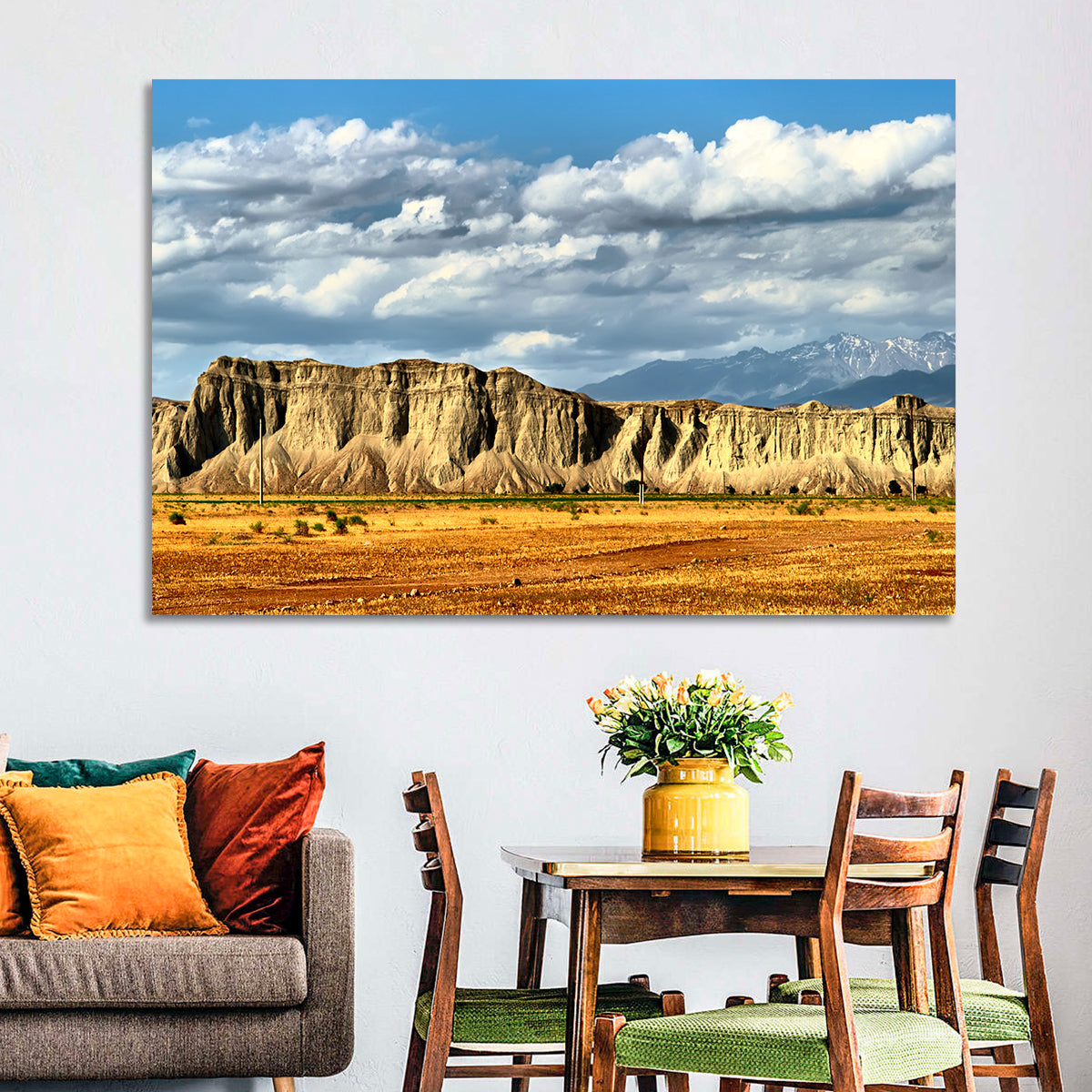 Snake Mountain Ridge Cliffs Wall Art in a room, landscape