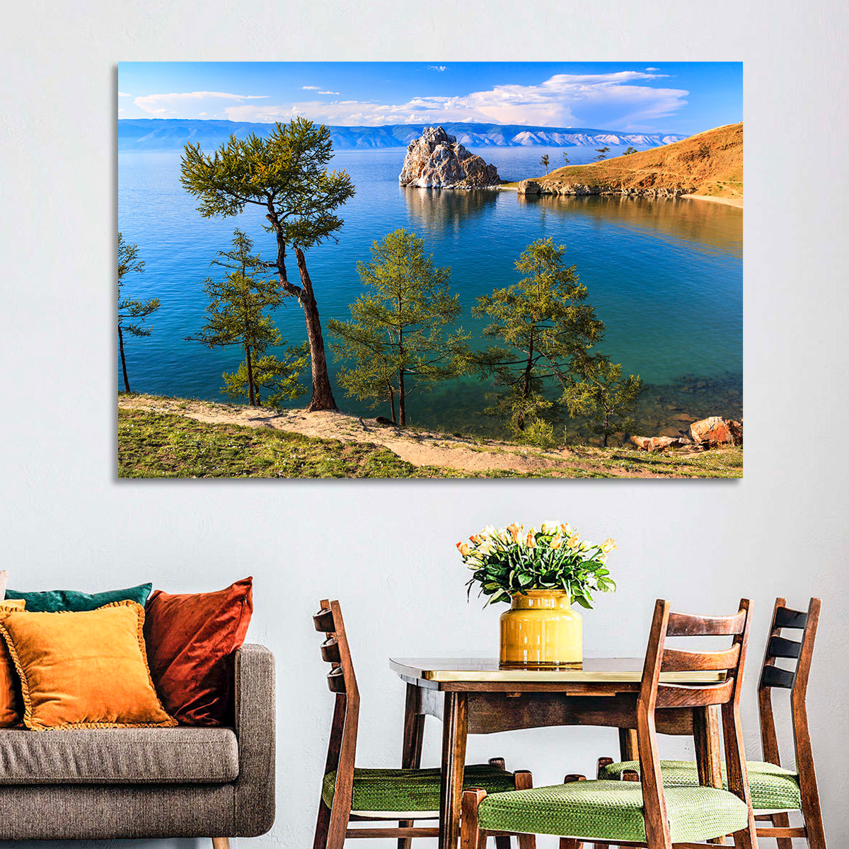 Shamanka Rock, Lake Baikal Wall Art in a room, landscape