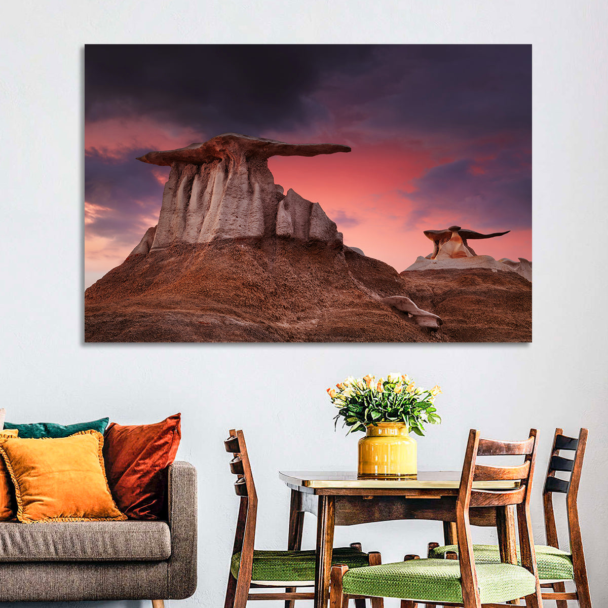 Wings Formation, Bisti Hoodoos Wall Art in a room, landscape