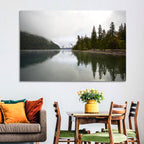 Foggy Lake Crescent Reflection Wall Art